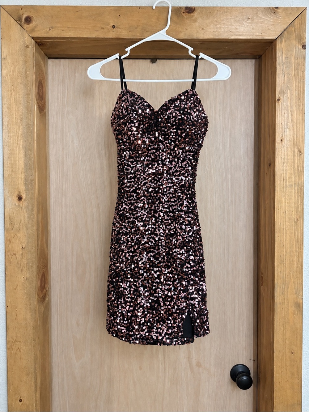 Sequin Formal Mini Dress - Rose Gold